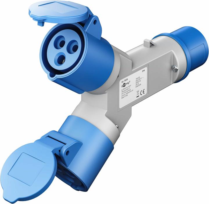 Image du produit Goobay CEE-Adapter, CEE-Stecker auf 2x CEE-Kupplung (CEE 7/3, CEE)