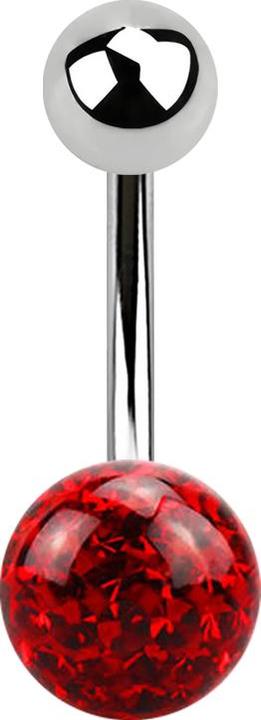 Immagine prodotto Star Piercing Banana argento con palla e sfera di cristallo rossa strato protettivo epossidico (Acciaio chirurgico 316L, senza ottone)