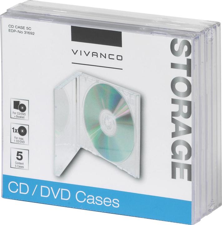 Produktbild Vivanco CD Jewel Case f??r eine CD, 5er Pack, transparent
