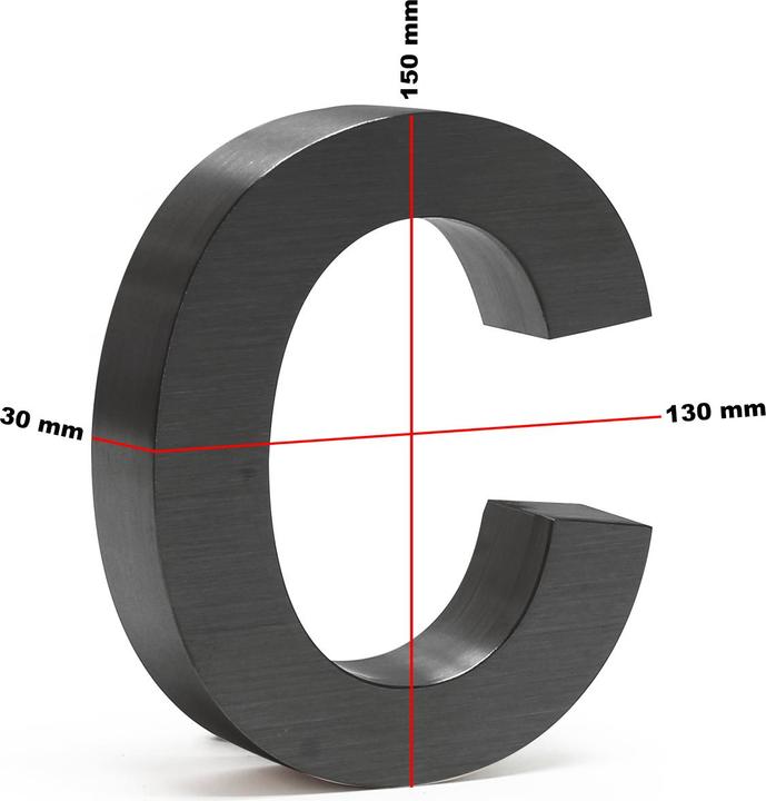 Produktbild Wiltec Hausnummer c Edelstahl Hausnummer modern 3D-Design rostfrei