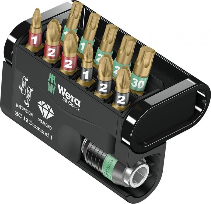 Actual product image Wera Bit-Check 12 Diamond 1 (Cross Phillips PH M1, Cross Phillips PH M2, Cross Pozidriv PZ M1, Cross Pozidriv PZ M2)