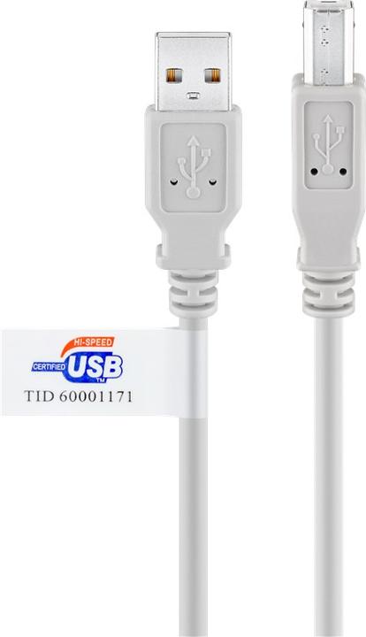 Image du produit Goobay Câble USB 2.0 Hi-Speed avec certificat USB, gris, 3 m (3 m, USB 2.0)