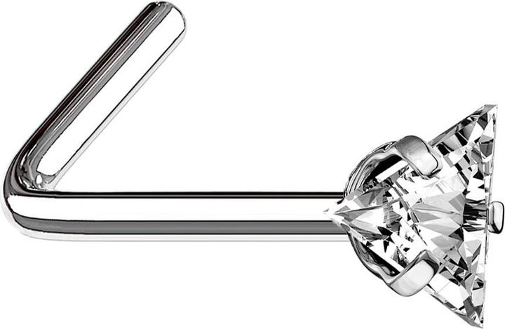 Produktbild Star Piercing Nasenstecker gewinkelt silber dreieckiger Kristall silber gefasst (ohne Messing, Chirurgenstahl 316L)