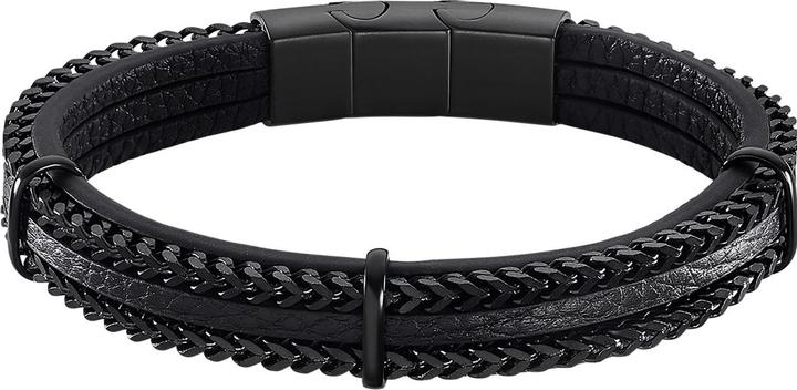 Lotus Style - Stylish menÂ's leather bracelet Men Basic LS2206-2 / 1 (M) (22 cm, Edelstahl, Leder)