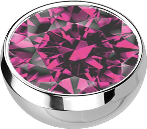 Image du produit Star Piercing Micro Halbkugel silber mit Kristall pink (sans laiton, Acier chirurgical 316L)