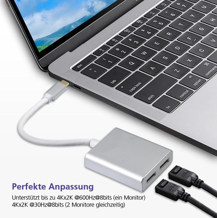 Actual product image Helos Display Splitter - USB-C (M) to DisplayPort (W) (USB-C, 10 cm)
