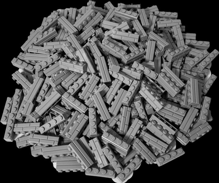 Actual product image LEGO 1x4 Bricks Light grey - 500 pieces - Light bluish grey brick 15533 (15533, LEGO Accessories)