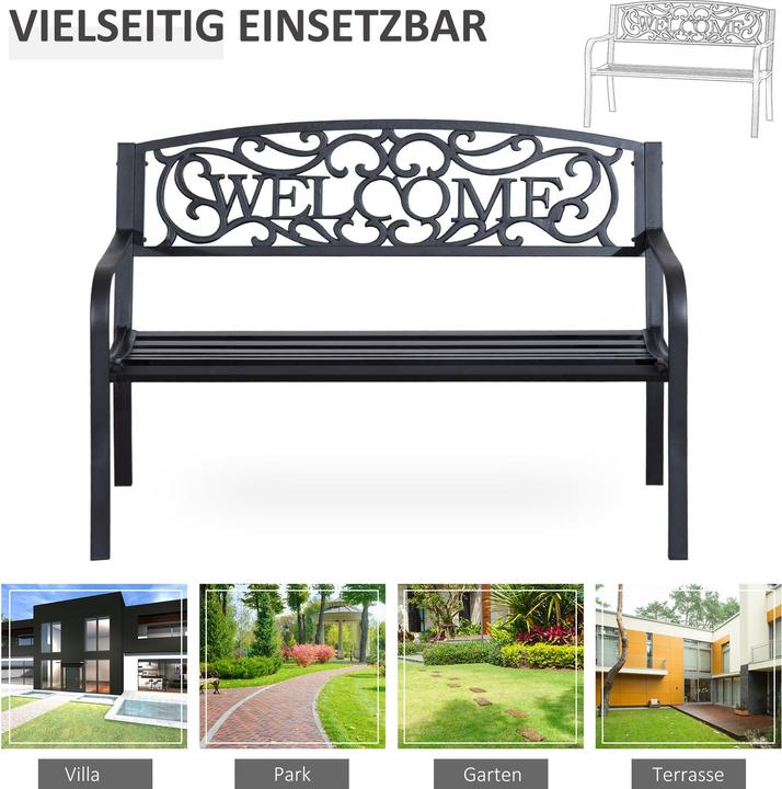 Actual product image Outsunny Gartenbank Eisen, pulverbeschichtet Schwarz