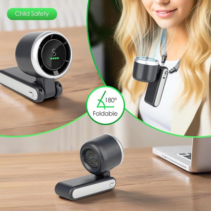 Image du produit PhoneLook Ventilateur portable pliable rechargeable USB ultra-silencieux 5 vitesses 3600mAh autonomie 10h (60 dB)