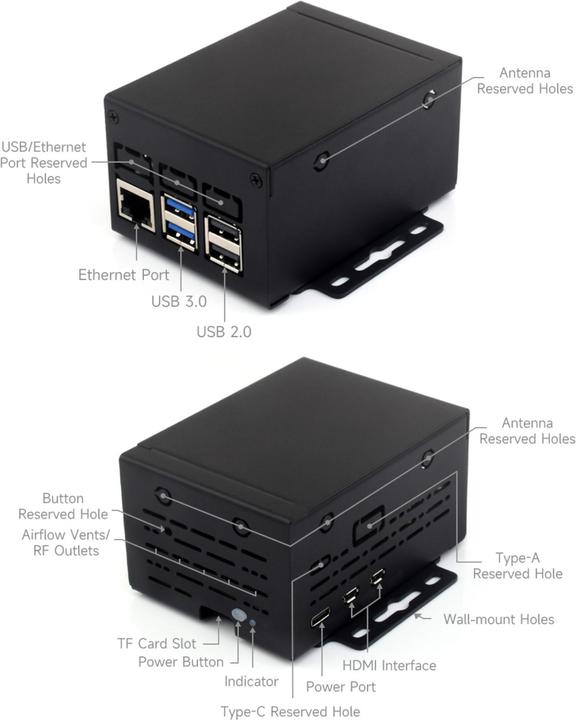 Image du produit WaveShare Boîtier métallique industriel (D) pour Raspberry Pi 5