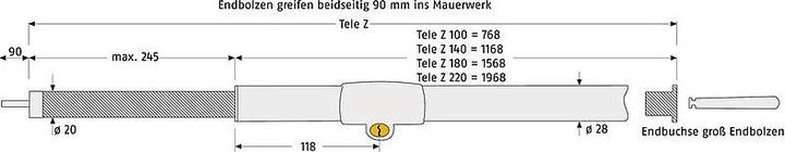 Actual product image Abus Tele-Z 180 W AL0125 Telescopic pole white