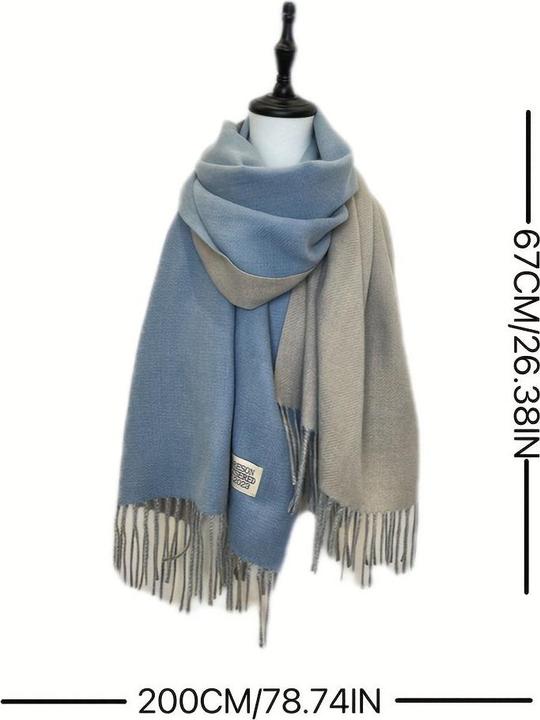 Produktbild Only-Bags.Store Doppelseitiger Schal Zwei Farben Einfacher Basic Imitation Kaschmir Quaste Schal Herbst Winter