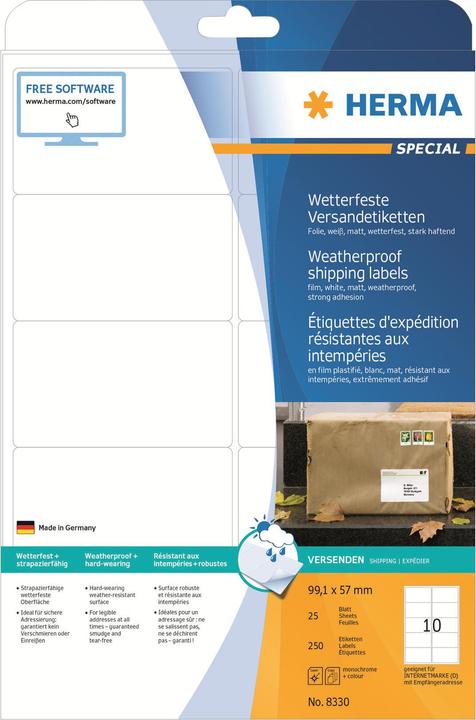 Actual product image HERMA Weatherproof shipping labels A4
