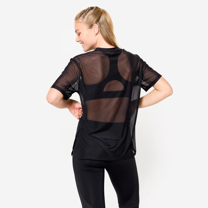 Actual product image Domyos T-Shirt Damen Netz locker - schwarz (L)