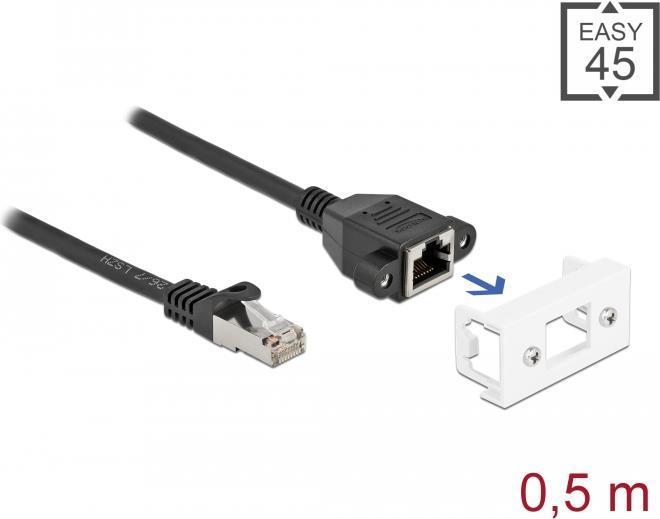 Immagine prodotto Delock Cavo di prolunga di rete per Easy 45 modulo S/FTP RJ45 maschio a RJ45 femmina Cat.6A 50 cm nero (S/FTP, CAT6a, 0.50 m)