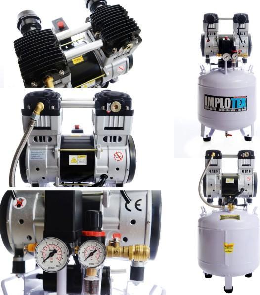 Produktbild Implotex - Flüsterkompressor Leisekompressor 60dB,1500W, 2PS, 280L/min, ölfrei, Druckluftkompress (8 Bar, 280 l)