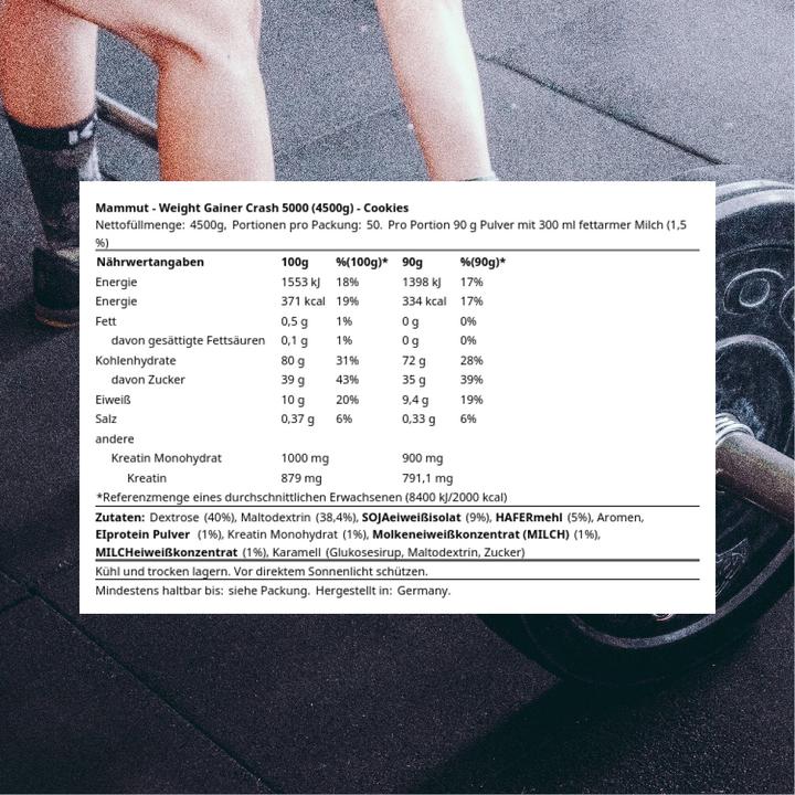 Immagine prodotto Best Body Nutrition Il miglior prodotto per il corpo Mammut Weight Gainer Crash 5000, barattolo da 4500 g (Biscotti, 1 pz., 4500 g)