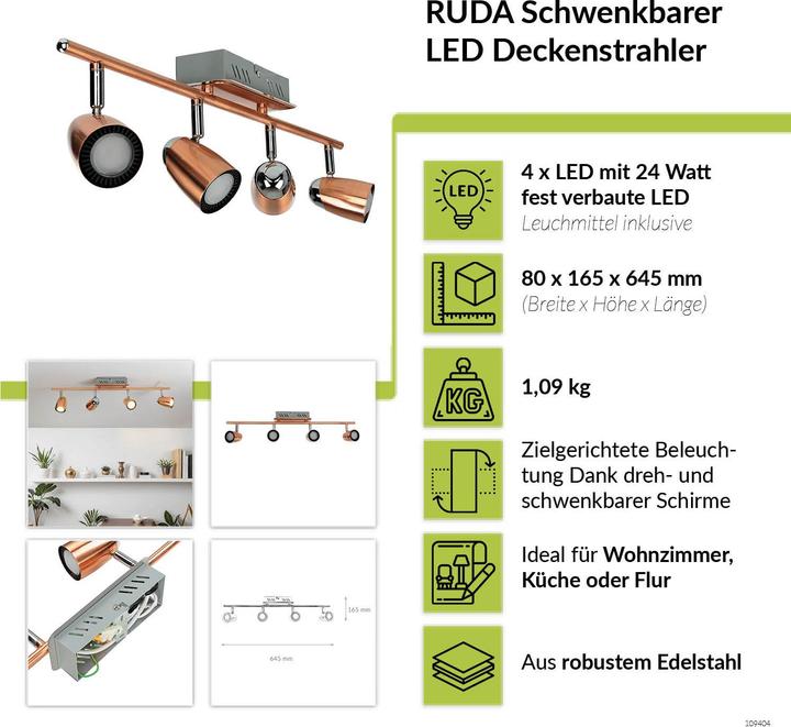 Image du produit Licht-Erlebnisse Spot projecteur Skylar (1960 lm)
