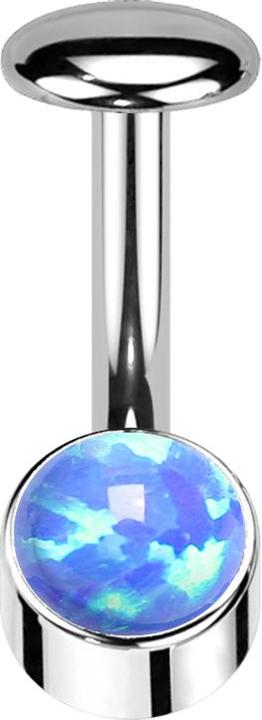 Star Piercing Threadless Labret-Stab Banane silber Zylinder silber Opal blau (Titan G23)