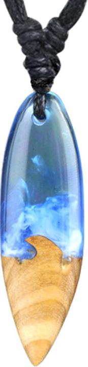 Produktbild Star Piercing Halskette schwarz Anhänger Surf Mystische Welle Epoxy transparent aus Olivenholz (Organisch, ohne Messing)