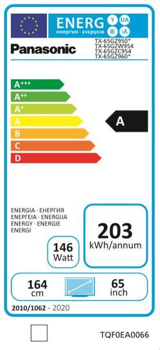 Energie-Label Panasonic TX-65GZC954 (65", OLED, 4K, 2019)