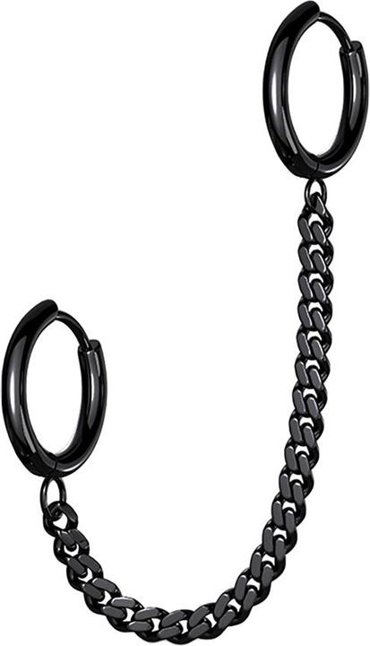 Star Piercing Ohrring schwarz Kette mit Ohrring (ohne Messing, Chirurgenstahl 316L)