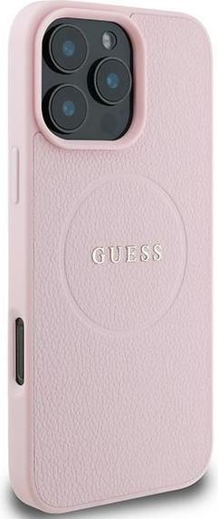 Image du produit Guess GUHMP15XPGHSMMP iPhone 15 Pro Max 6.7" różowy/pink MagSafe PU Grained Gold Ring (Apple iPhone 15 Pro Max)