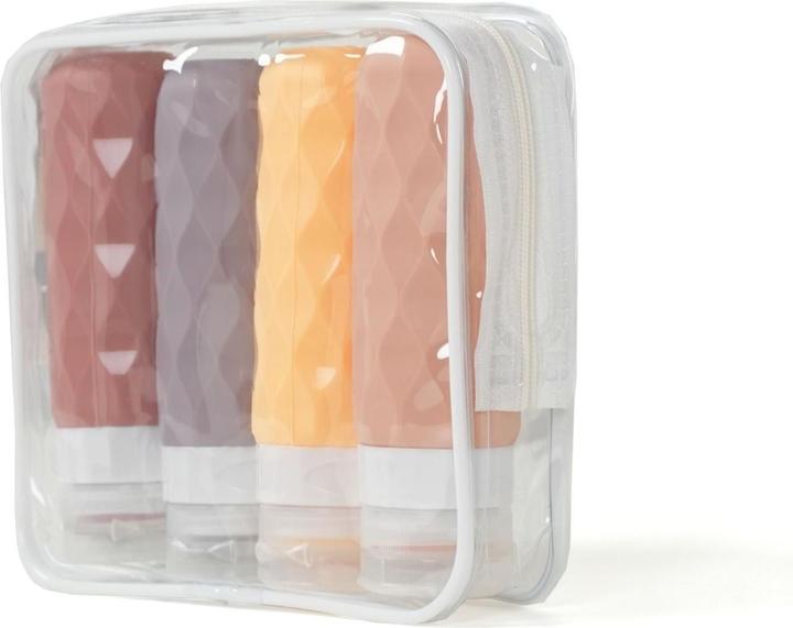 Hermex Reiseflaschen 4er Set (Hygieneprodukt, Flüssigkeitsbeutel, Necessaire)