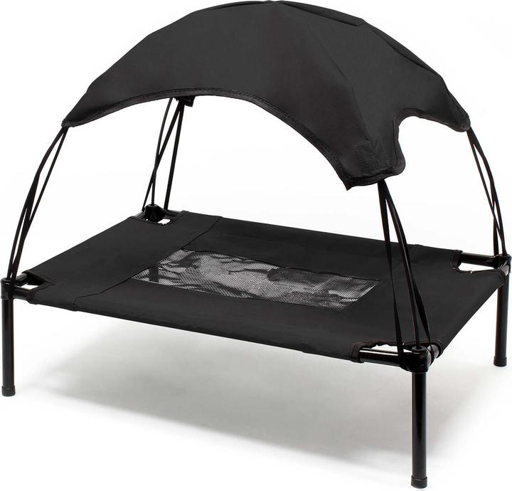 Produktbild Wiltec Hundebett mit Dach Schwarz 76x60x16cm bis 25kg Outdoor Hundeliege Sonnendach (Hund)