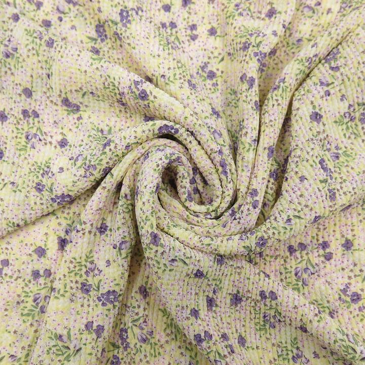 Produktbild Stoffrestposten Plissee Chiffon - Streublümchen auf Pastell Gelb