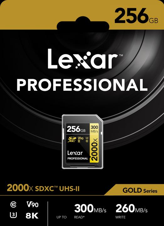 Actual product image Lexar Professional Gold Series (256 GB, SDXC, U3, UHS-II)