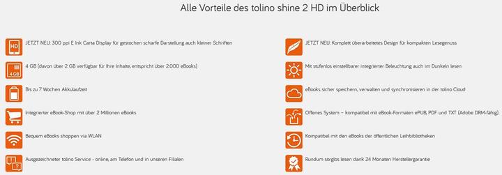 Image du produit tolino shine 2 HD (6", 4 Go, Noir)