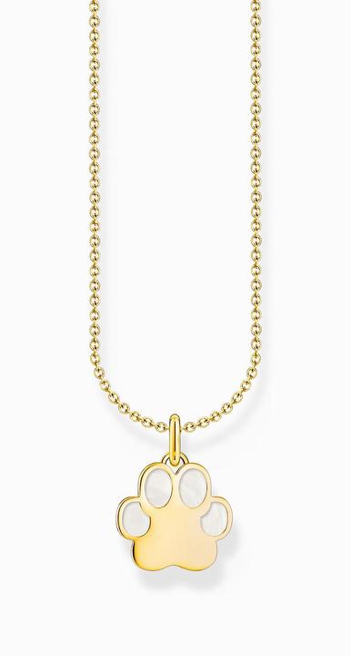Produktbild Thomas Sabo Kette mit Pfoten-Anhänger und weisser Emaille vergoldet (925er Silber, Emaille, 38 - 45 cm)