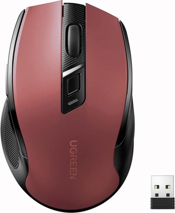 Ugreen Mysz Bezprzewodowa mysz MU006 2.4 GHz + Bluetooth 5.0 (czerwona) (Senza fili)