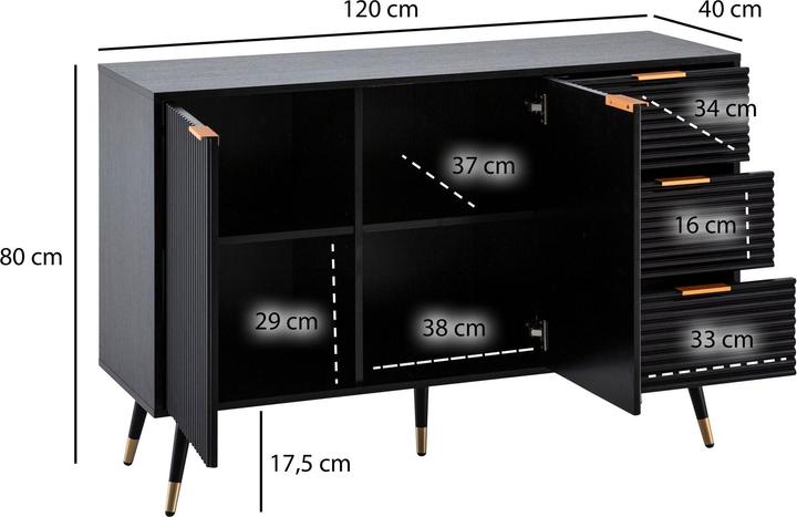 Image du produit Wohnling Buffet (120 x 80 x 40 cm)