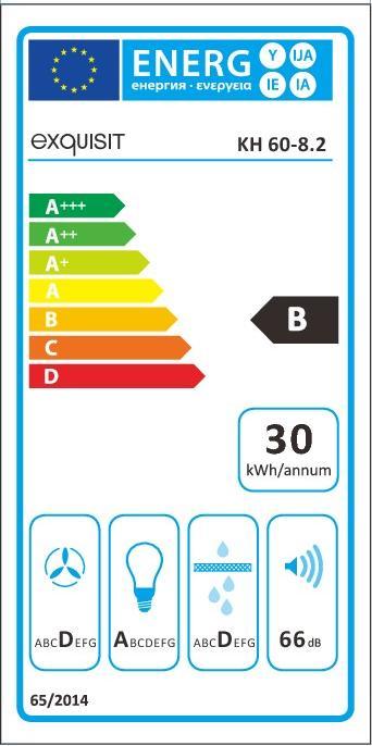 Energie-Label Exquisit KH 60-8 (Wandhaube)