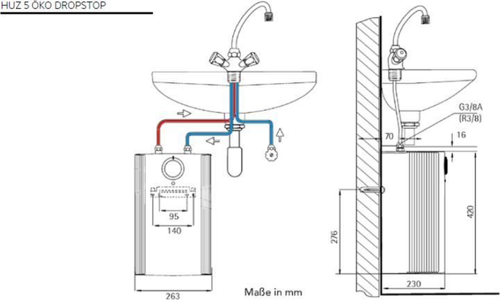 Actual product image AEG Haustechnik Low-pressure water heater HUZ 5 Öko DropStop, 5-litre under-sink boiler, with ThermoStop