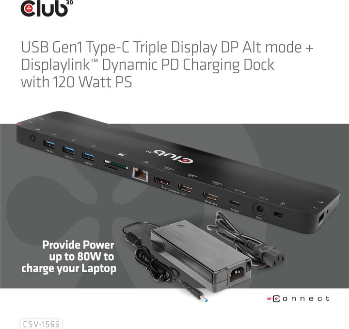 Produktbild Club 3D CSV-1566 (USB-C, 4 Ports)