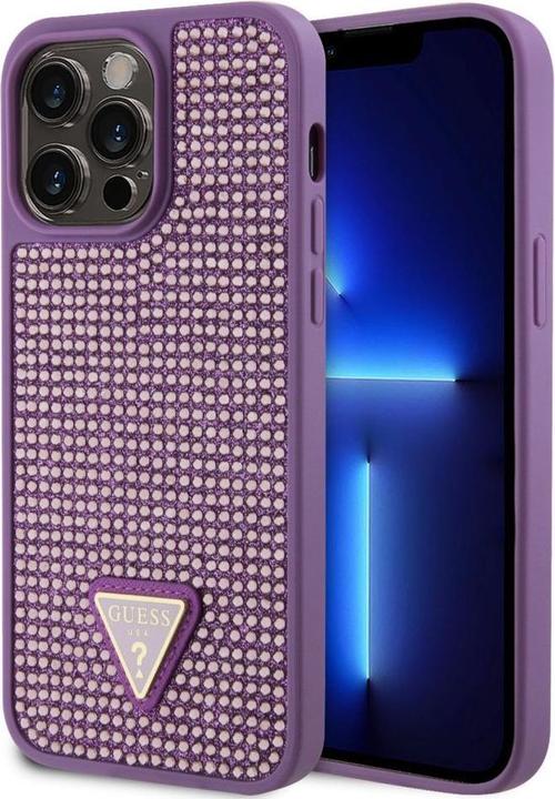 Immagine prodotto Guess Custodia con logo in metallo con strass a triangolo per iPhone 15 Pro Max viola (Apple iPhone 15 Pro Max)