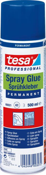 Produktbild tesa Sprühkleber PERMANENT, starker Klebstoff zum Sprühen, 500ml Dose (475 g, 500 ml)