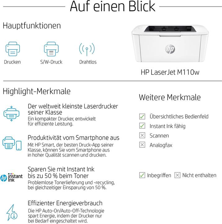 Image du produit HP LaserJet M110w (Laser, Noir et blanc)