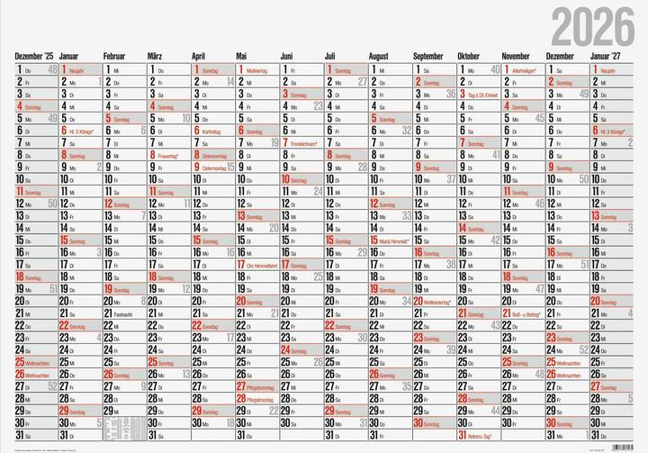 Produktbild rido/id 7033660006 | Plakatkalender Mod. Office I 2026 | 980685 mm (Deutsch)