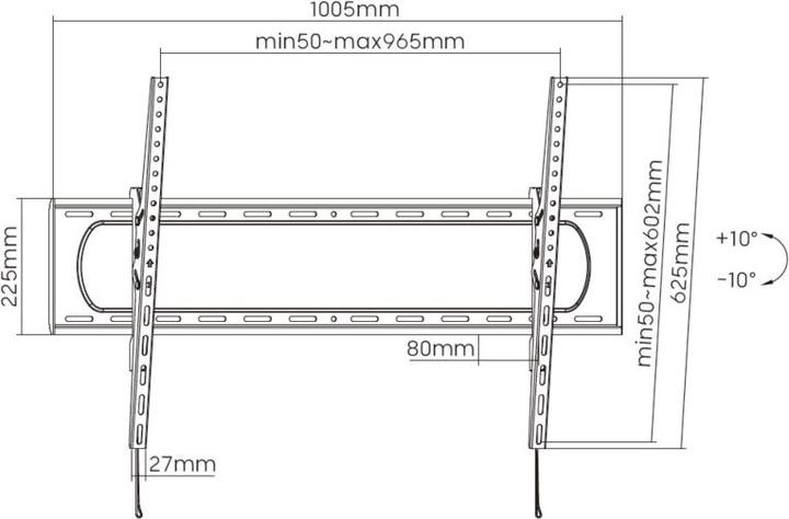 Actual product image equip Wall mount 60"-120"/120kg 1TFT fixed (Wall, 120", 120 kg)