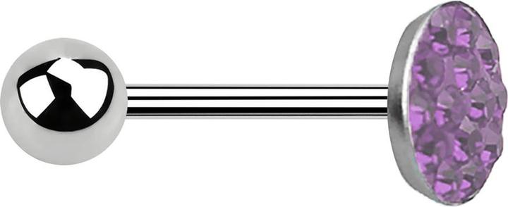 Image du produit Star Piercing Barbell argent avec boule et disque cristal violet clair (Acier chirurgical 316L)