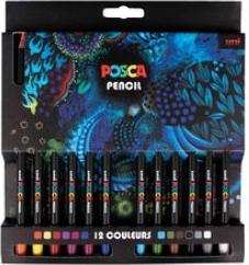 Image du produit Posca Crayons de couleur KPE200, étui carton de 6 pièces (Noir, 6 x)