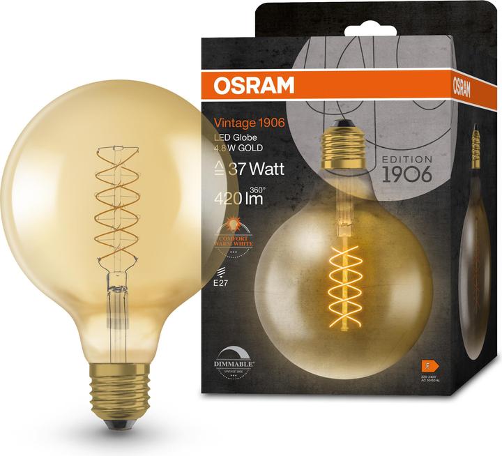 Actual product image Osram Vintage 1906 (E27, 4.80 W, 420 lm, 1 x, F)