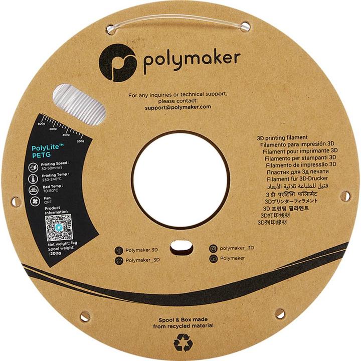 Produktbild Polymaker PolyLite PETG (PETG, 1.75 mm, 1000 g, Transparent)