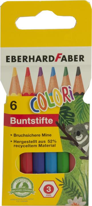 Produktbild EberhardFaber Buntstift kurz 6er Etui, 3 mm, sortiert (6 Farben, 6 x)