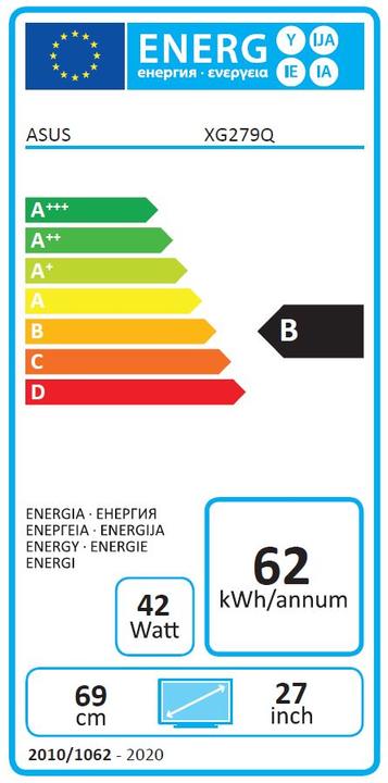 Energy Label ASUS ROG Strix XG279Q (2560 x 1440 pixels, 27")