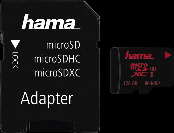 Produktbild Hama microSDXC +Adapter/Mobile (128 GB, microSDXC, U3, UHS-I)